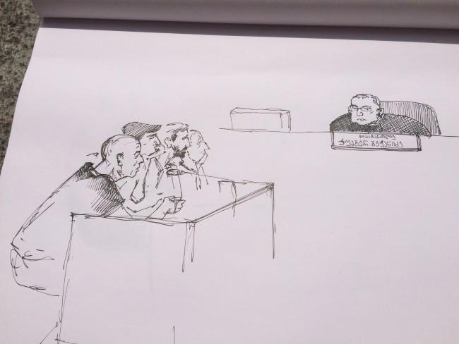 პაატა საბელაშვილის მეგობრის დათო მაჭავარიანის ჩანახატები სასამართლო პროცესიდან
