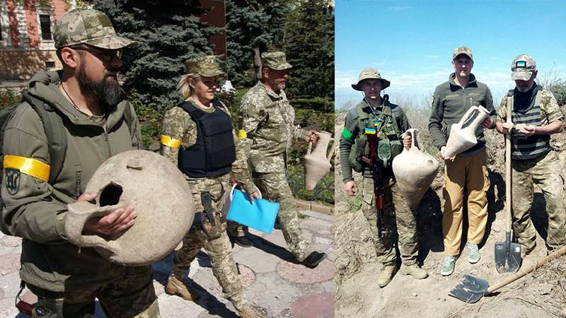 Украинские военные обнаружили античные амфоры во время рытья окопов