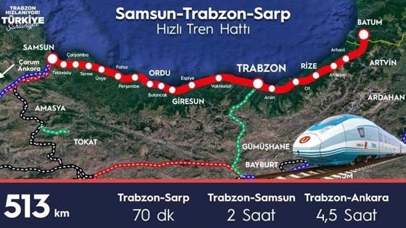 სამსუნი – ტრაბზონი – სარფი: ახალი სარკინიგზო ხაზი თურქეთში